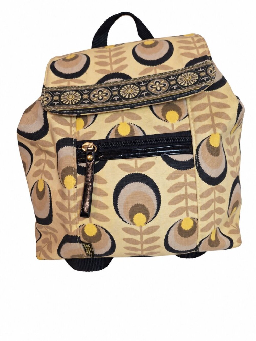 MaggiB Tan Geometric Print Mini Backpack Purse